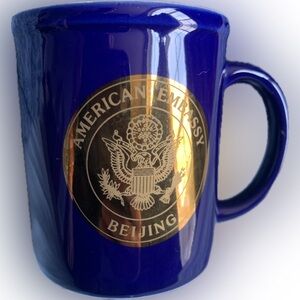 American Embassy in Beijing, China Mug Navy Blue with Gold Seal, Diplomatic
